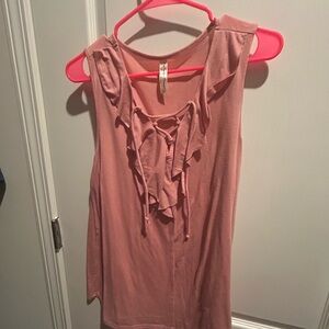 PerSeption Concept Mauve Ruffled Tank Top